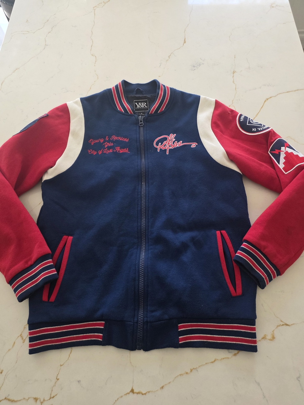 Mens Medium Young And Reckless Varsity Jacket Small Vintage